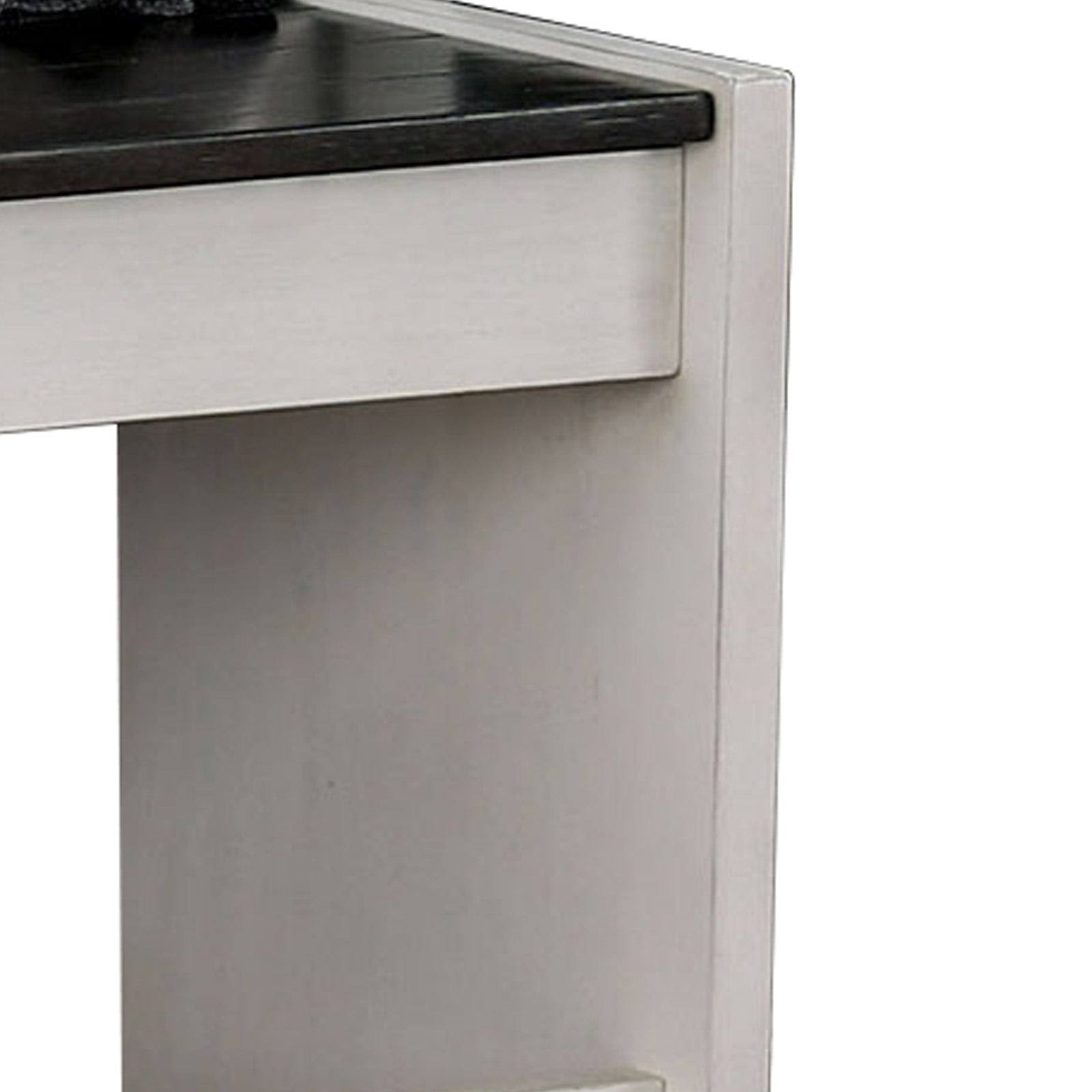 White and Black Wooden Counter Height Bench with Lift Top Seat T771