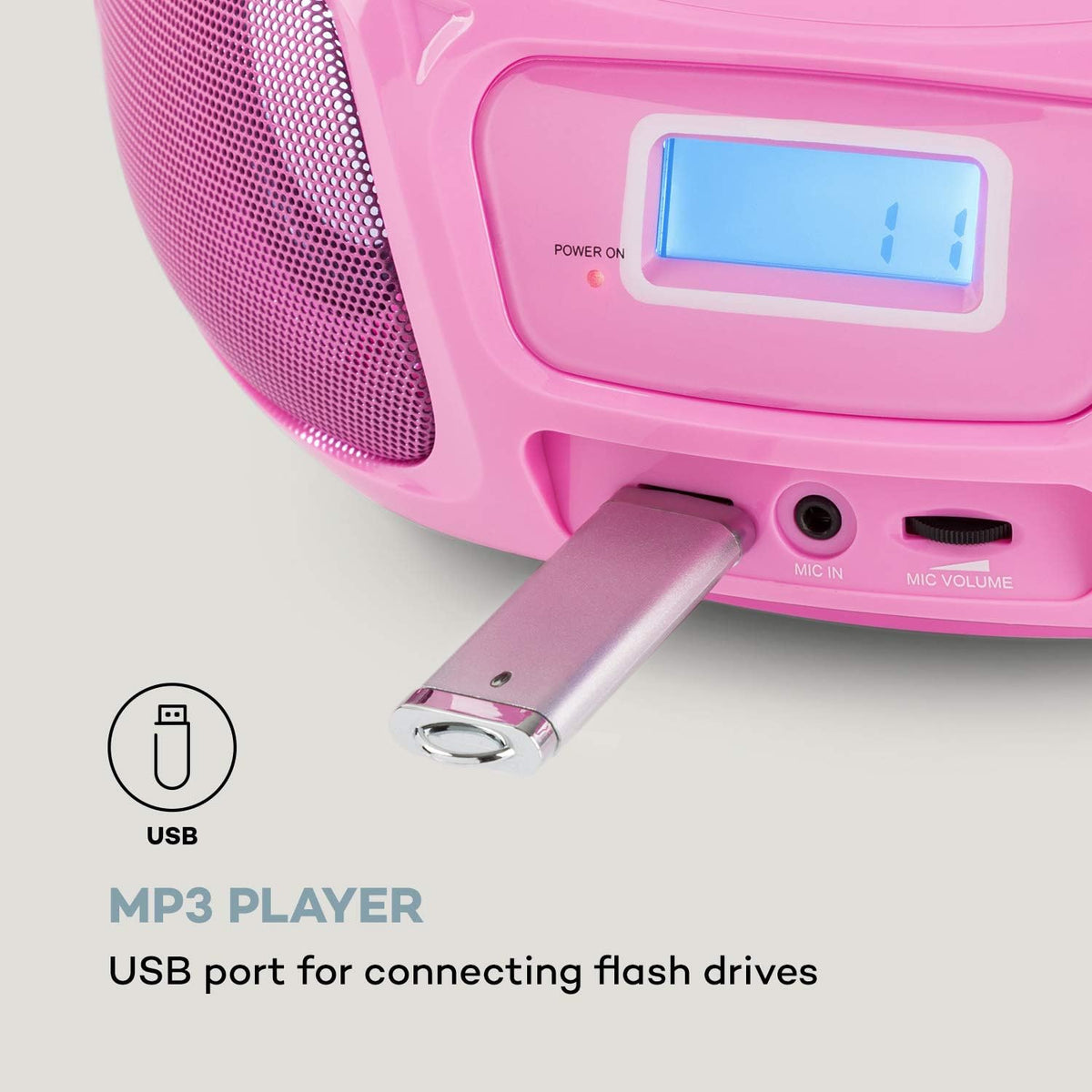 Pink Pack of 2 CD Radio Boombox with Bluetooth R835