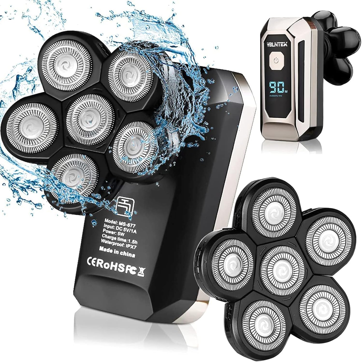Cordless Electric Rotary Shaver Grooming Kit, Waterproof, LED Display, Fast Charge, Pack of 2 N5440