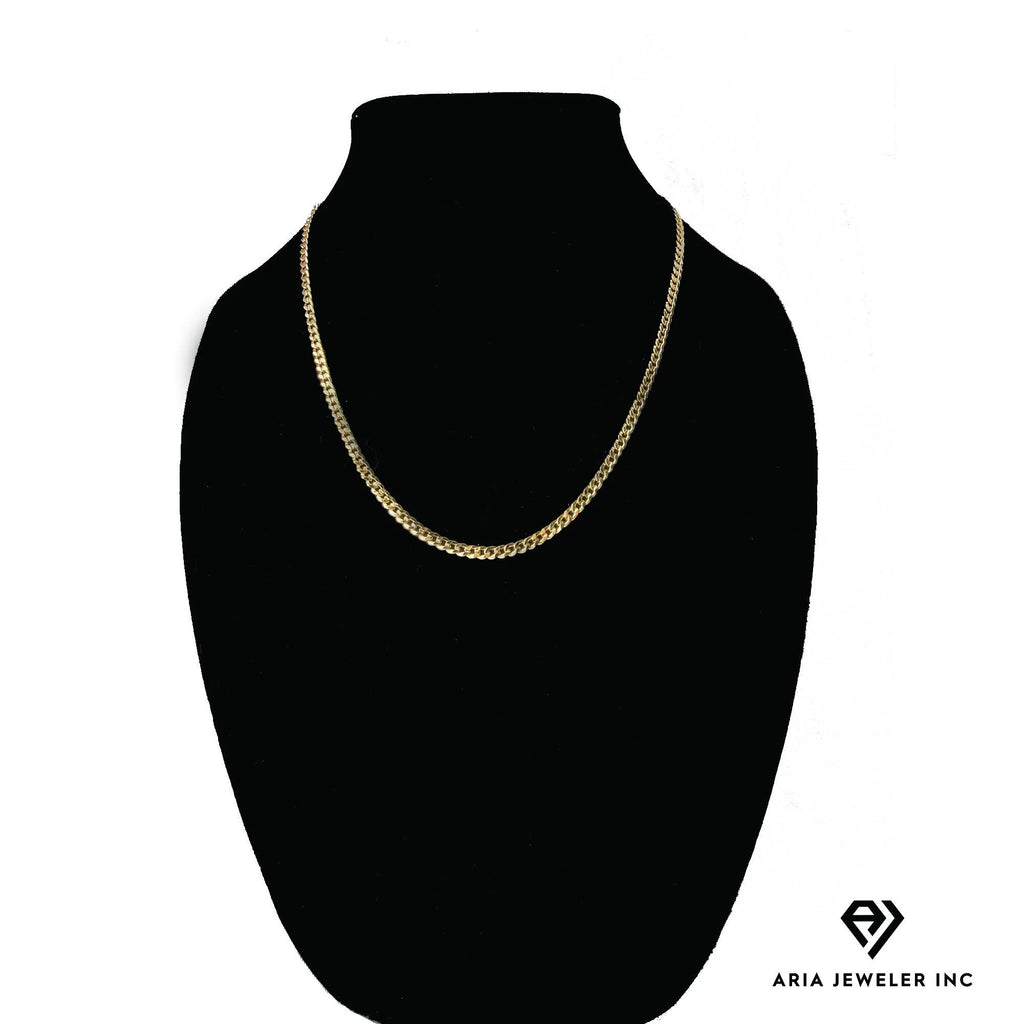 14k Bonded Gold Necklace with Pink Rose Cross Pendant, 14K Cuban Chain Necklace Q4792