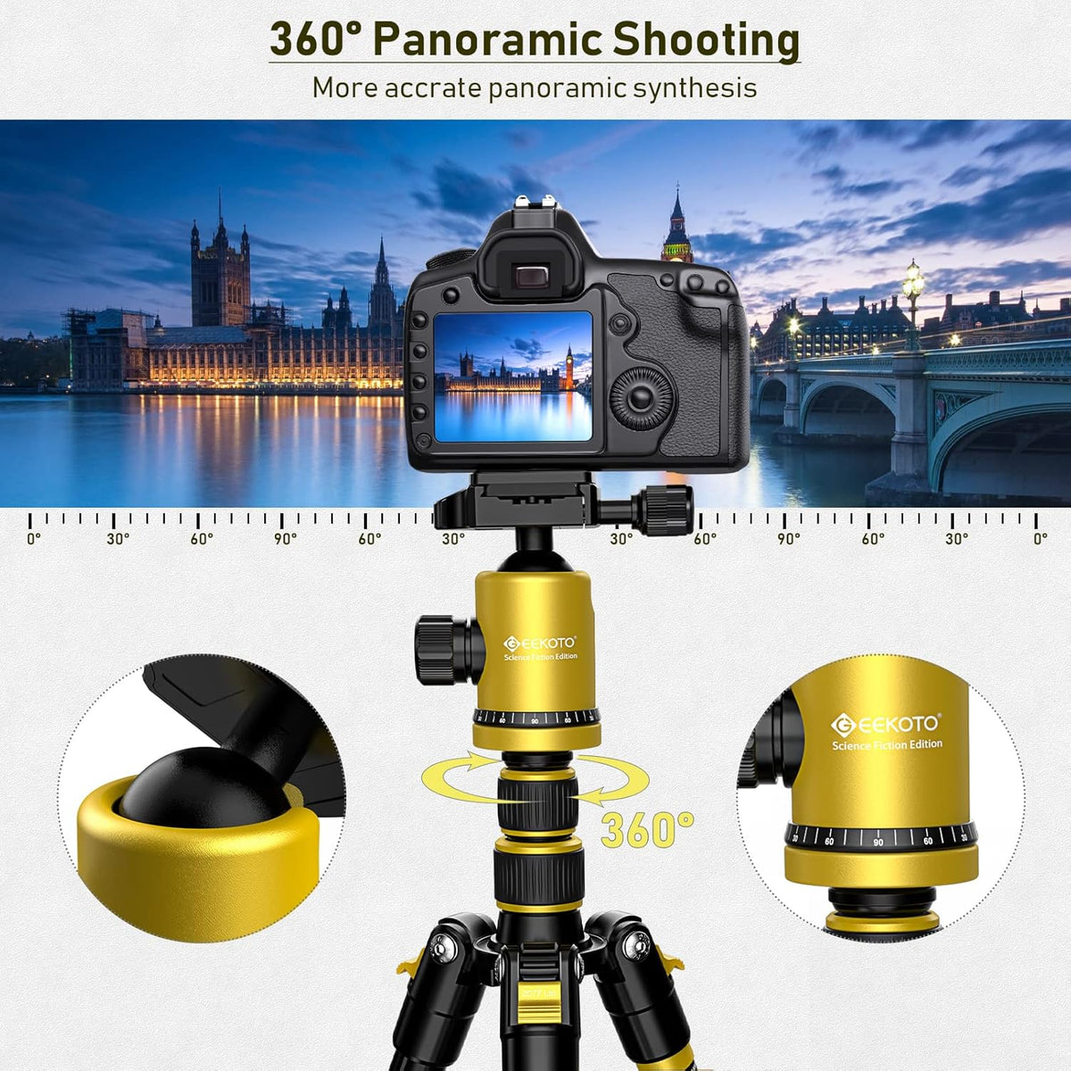 Yellow Compact Aluminum Tripod with 360 Degree Ball Head M6553