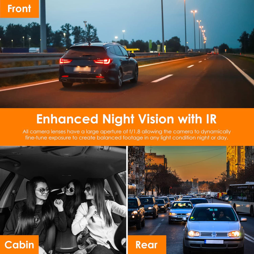 Dual Camera Dash Cam with 2.7” LCD Screen and WiFi F719435