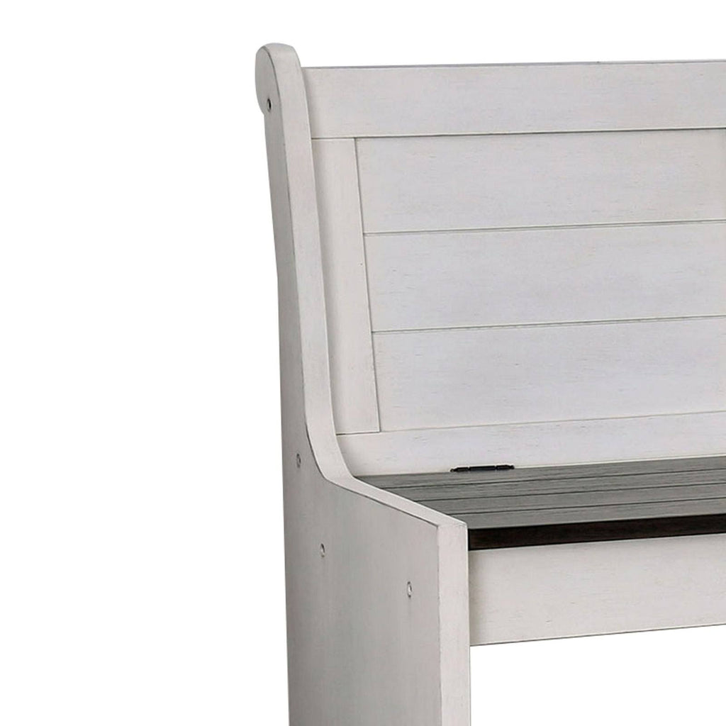 White and Black Wooden Counter Height Bench with Lift Top Seat T771