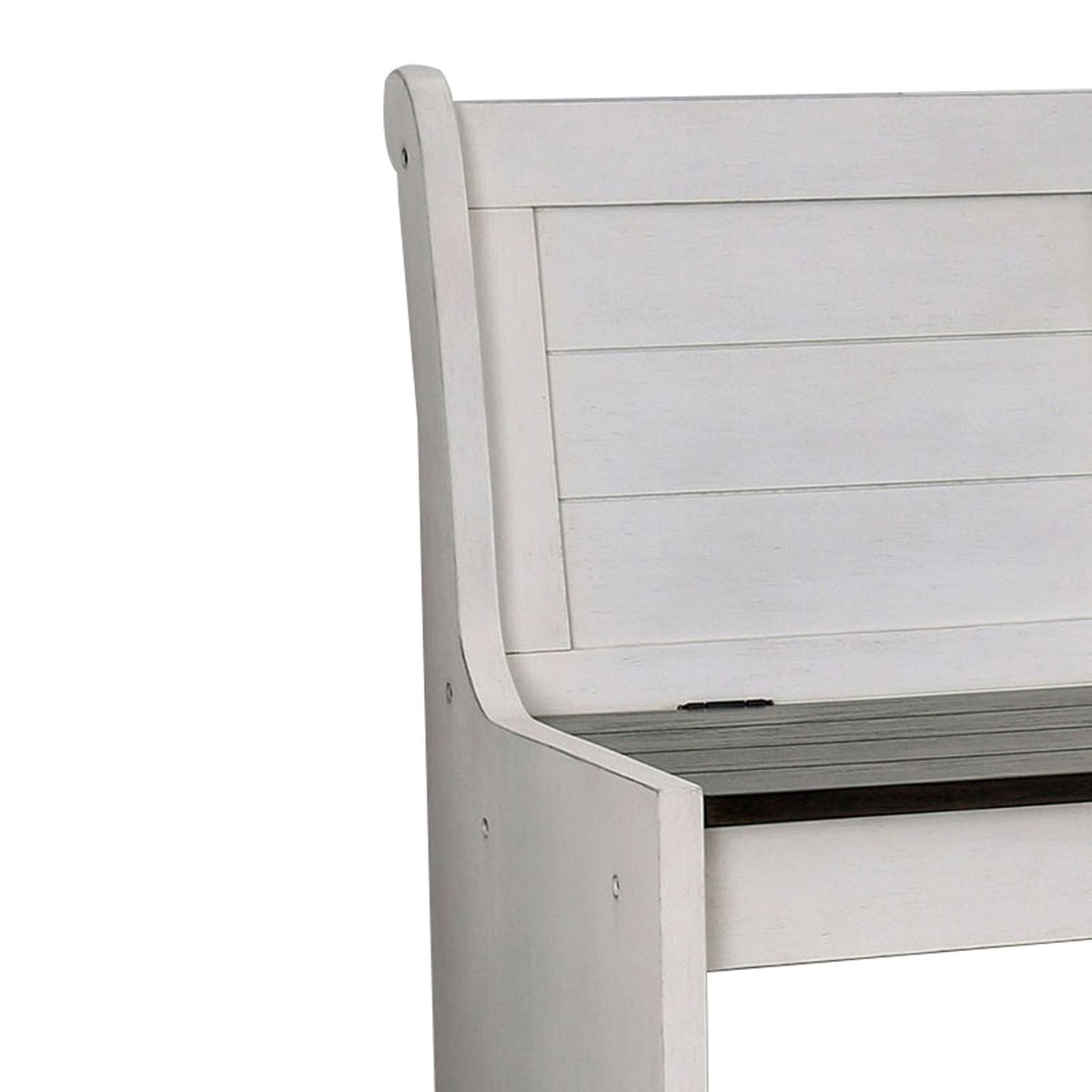 White and Black Wooden Counter Height Bench with Lift Top Seat T771
