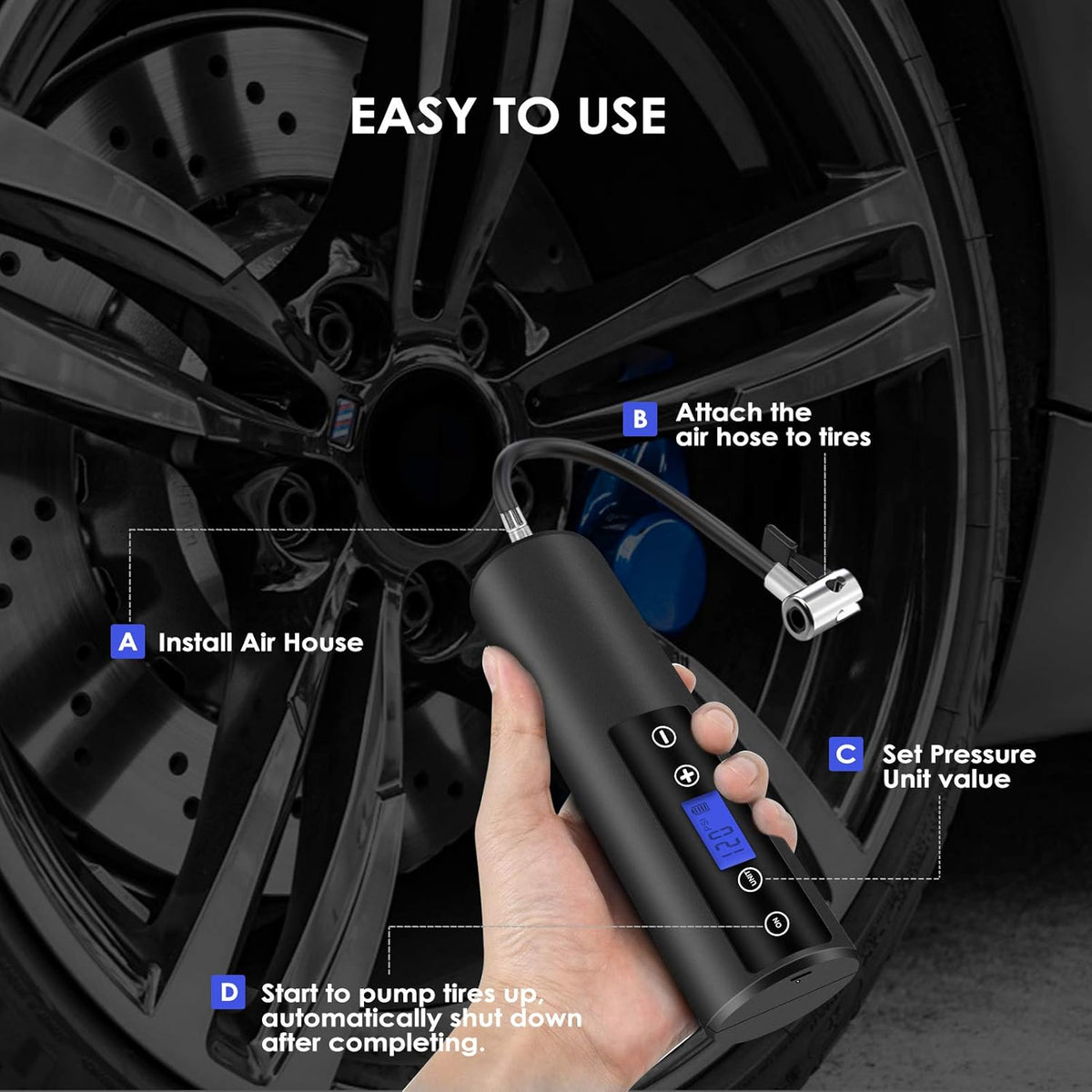 Portable Electric Air Compressor Tire Inflator O68815