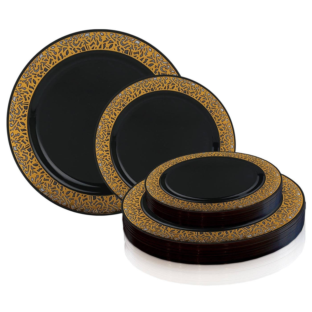 White with Gold Rim Disposable Plastic Salad Plates, 120 Pcs S80461
