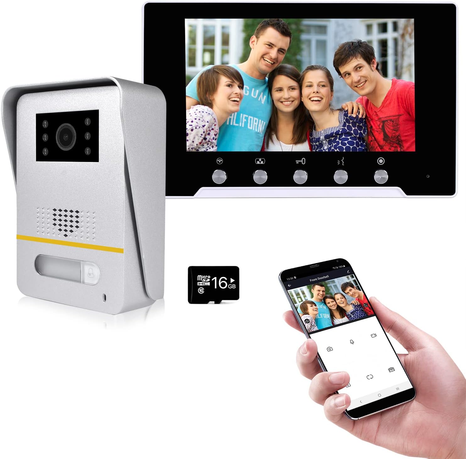 Wireless Video Doorbell System with 7 Inch Monitor and 1080P HD Camera E973628
