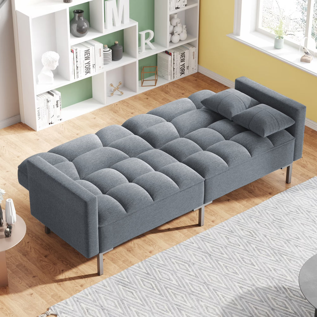 Linen Upholstered Convertible Folding Futon Sofa Bed X536
