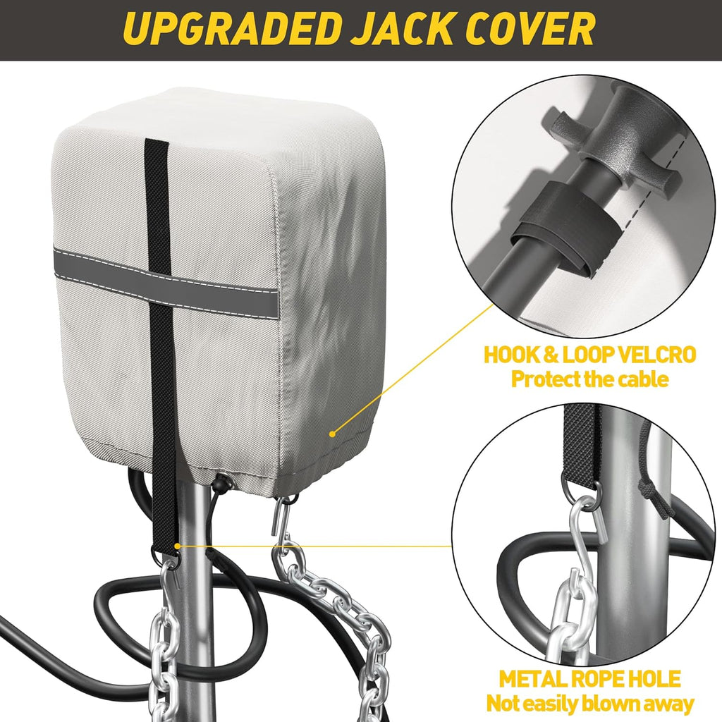 RV Trailer Cover 300D Waterproof Windproof Anti-UV for 27'-30' RV with Jack Cover Y9620