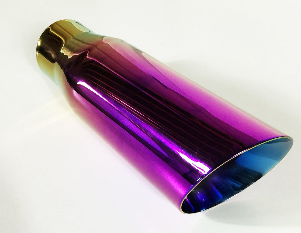 Exhaust Tip 4.00" OD 3.00" ID X 12.00" Long 3.00" Inlet Double Wall Stainless Steel Burned Color Purple Pack of 2 F4694