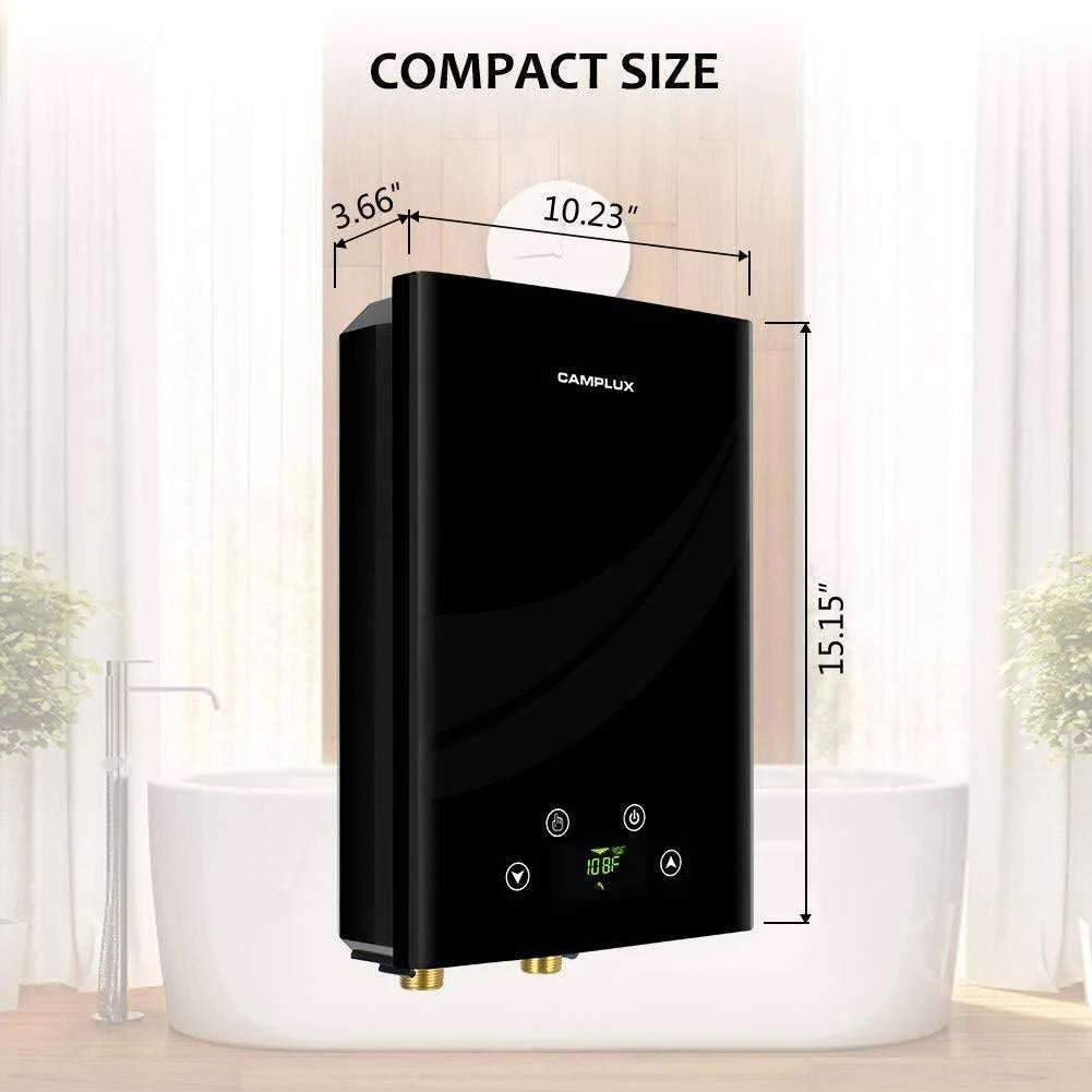 18KW Black Electric Tankless Water Heater with Digital Display and Remote Control C22716