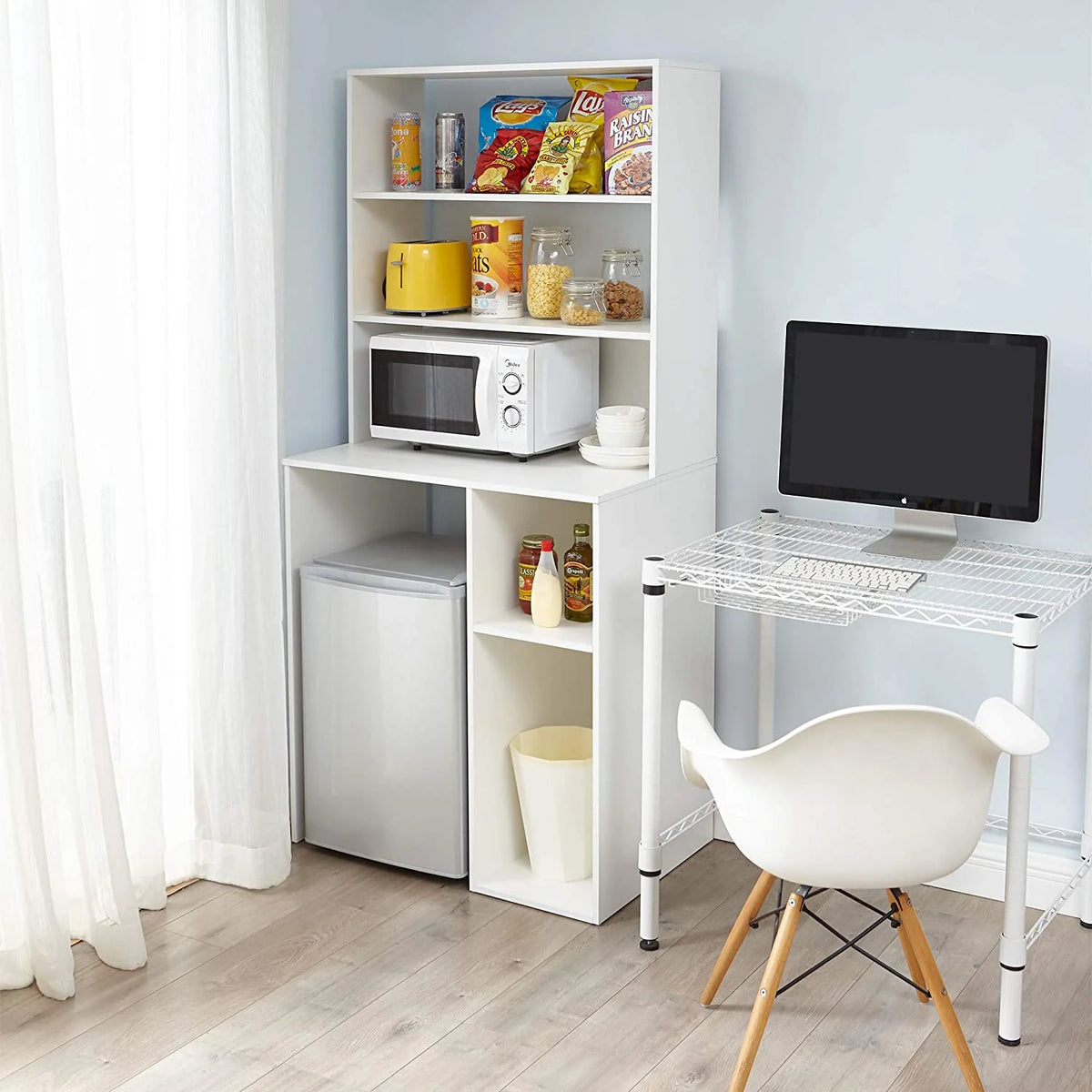 White Mini Fridge Dorm Station with Top A490