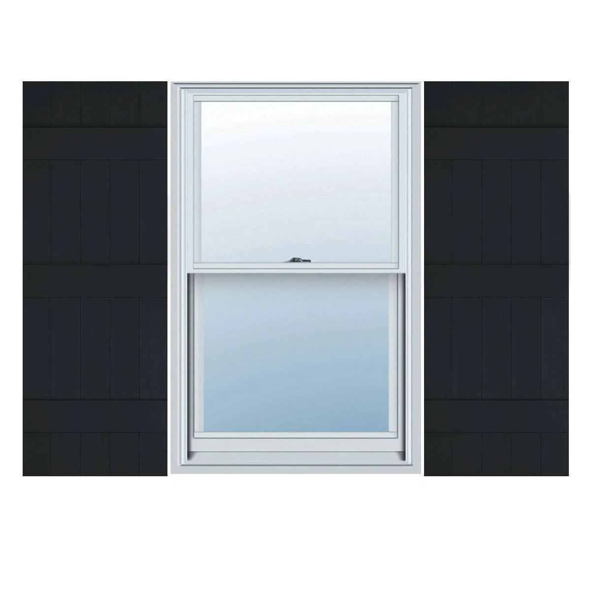 Black Vinyl Board and Batten Shutters Pair G668959