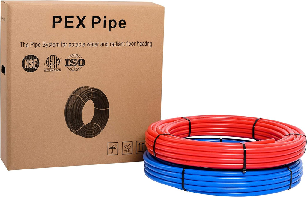Blue & Red 1/2 inch 2 Rolls x75 ft (150 ft) Pex-b Pipe/Tubing with Pipe Cutter Q35417
