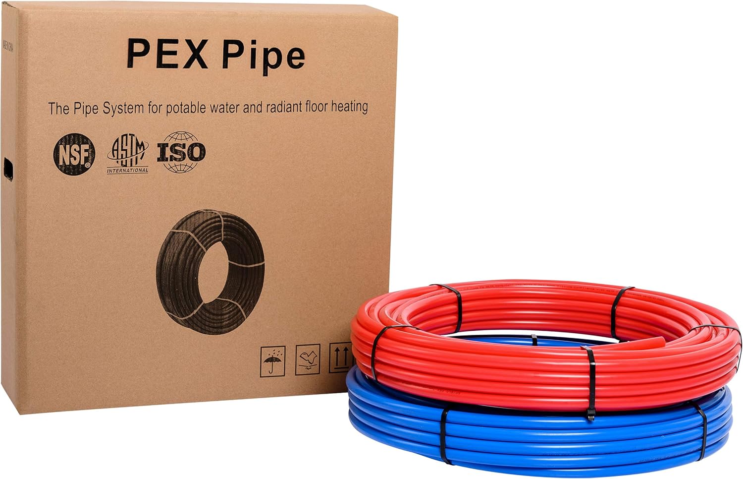 Blue & Red 1/2 inch 2 Rolls x75 ft (150 ft) Pex-b Pipe/Tubing with Pipe Cutter Q35417