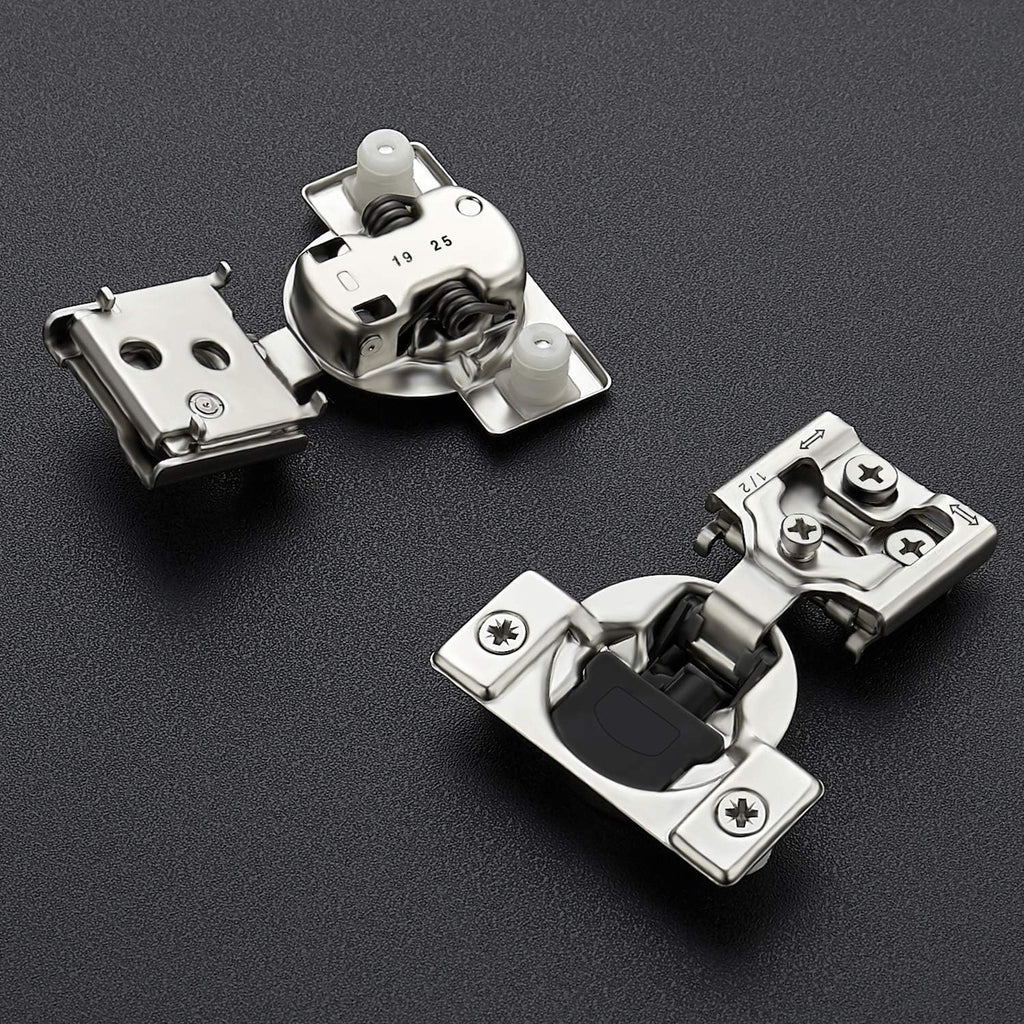 12 Pack 6 Pairs 1/2 inch Overlay Soft Close Hinges Satin Nickel Stainless Steel Concealed Hinge S5734