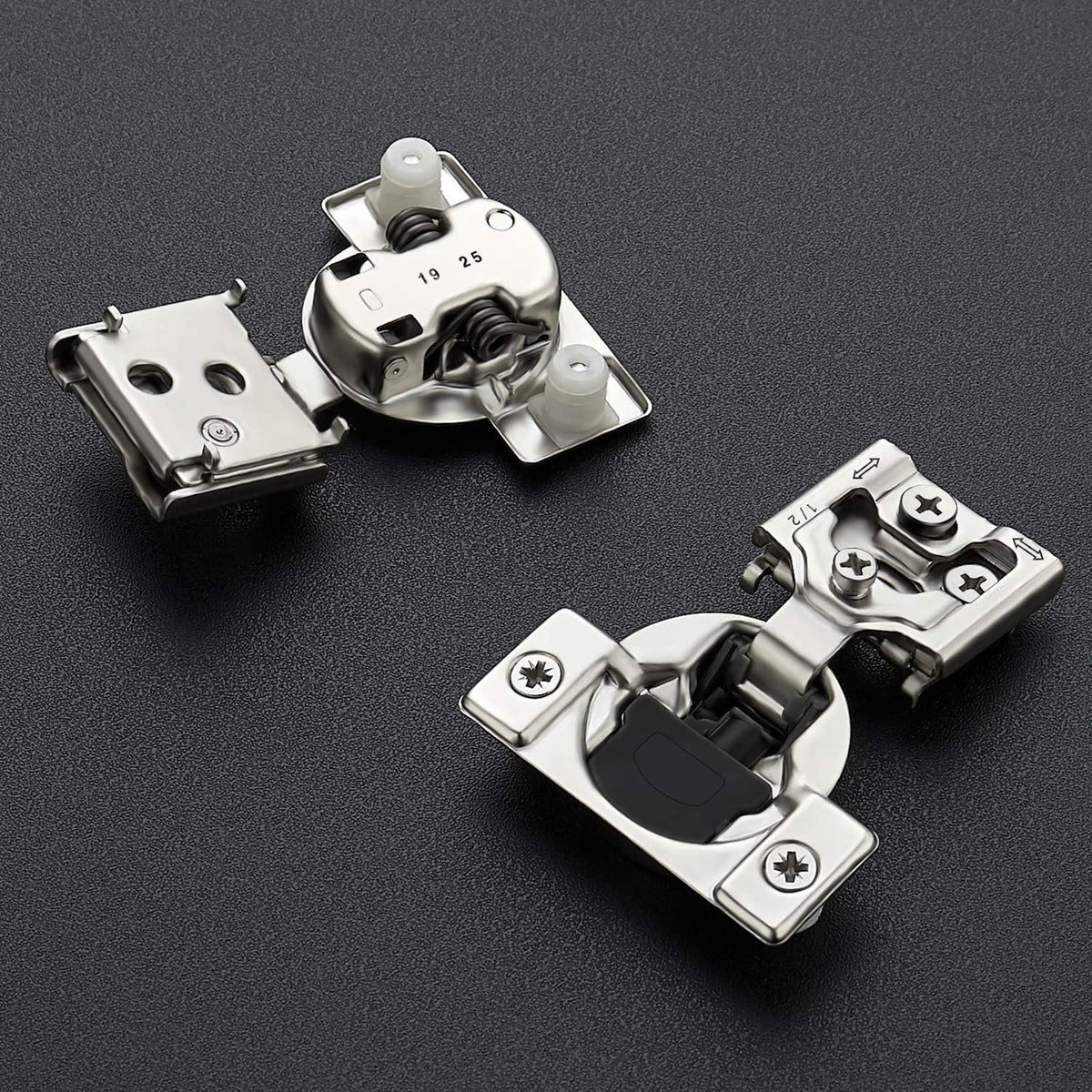 12 Pack 6 Pairs 1/2 inch Overlay Soft Close Hinges Satin Nickel Stainless Steel Concealed Hinge S5734