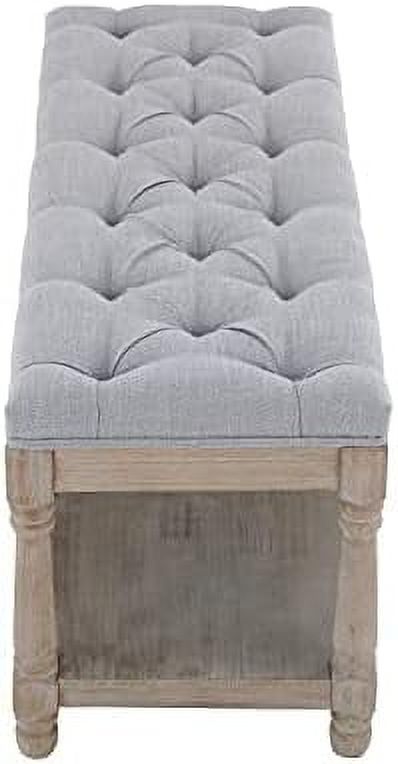 Gray Tufted Wood Entryway Bench T38350