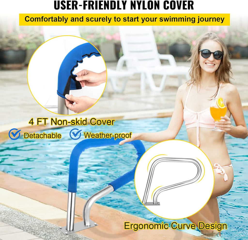 Pool Railing 304 Stainless Steel with Blue Grip Cover M4384