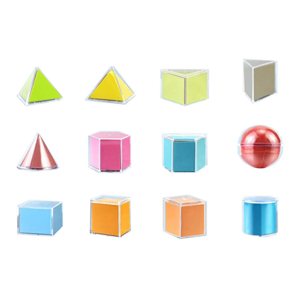 12 Pieces 3D Geometric Shapes Blocks Pattern Blocks Educational Toy M690
