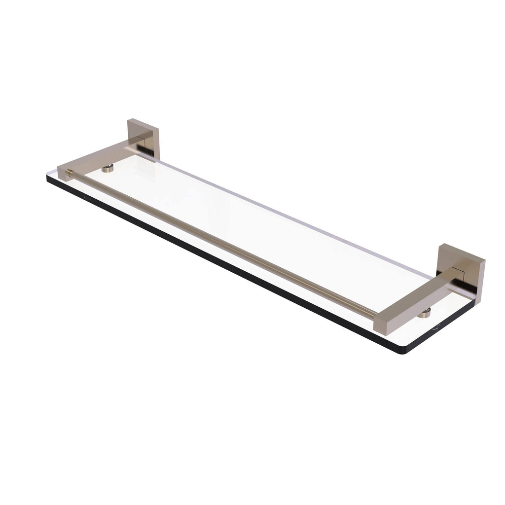 Satin Brass 22 in. Glass Shelf with Gallery Rail D9921