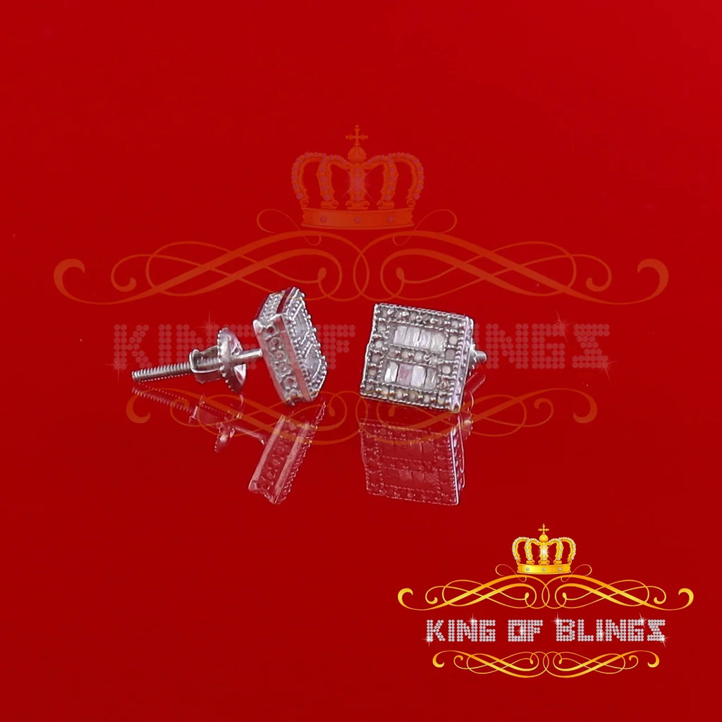 925 White Silver Diamond Square Stud Earring Z70809