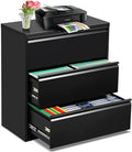 Black Steel Lateral File Cabinet with 4 Adjustable Hanging Bars D798977