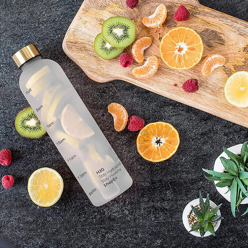 White 32 Oz BPA Free Frosted Water Bottle with Time Marker K64966