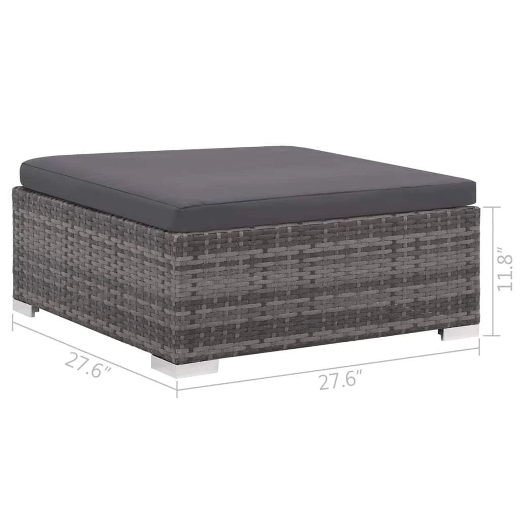 Set of 6 Poly Rattan Patio Sectional Corner Sofa with 2 Ottoman and Soft Cushions Gray Y403