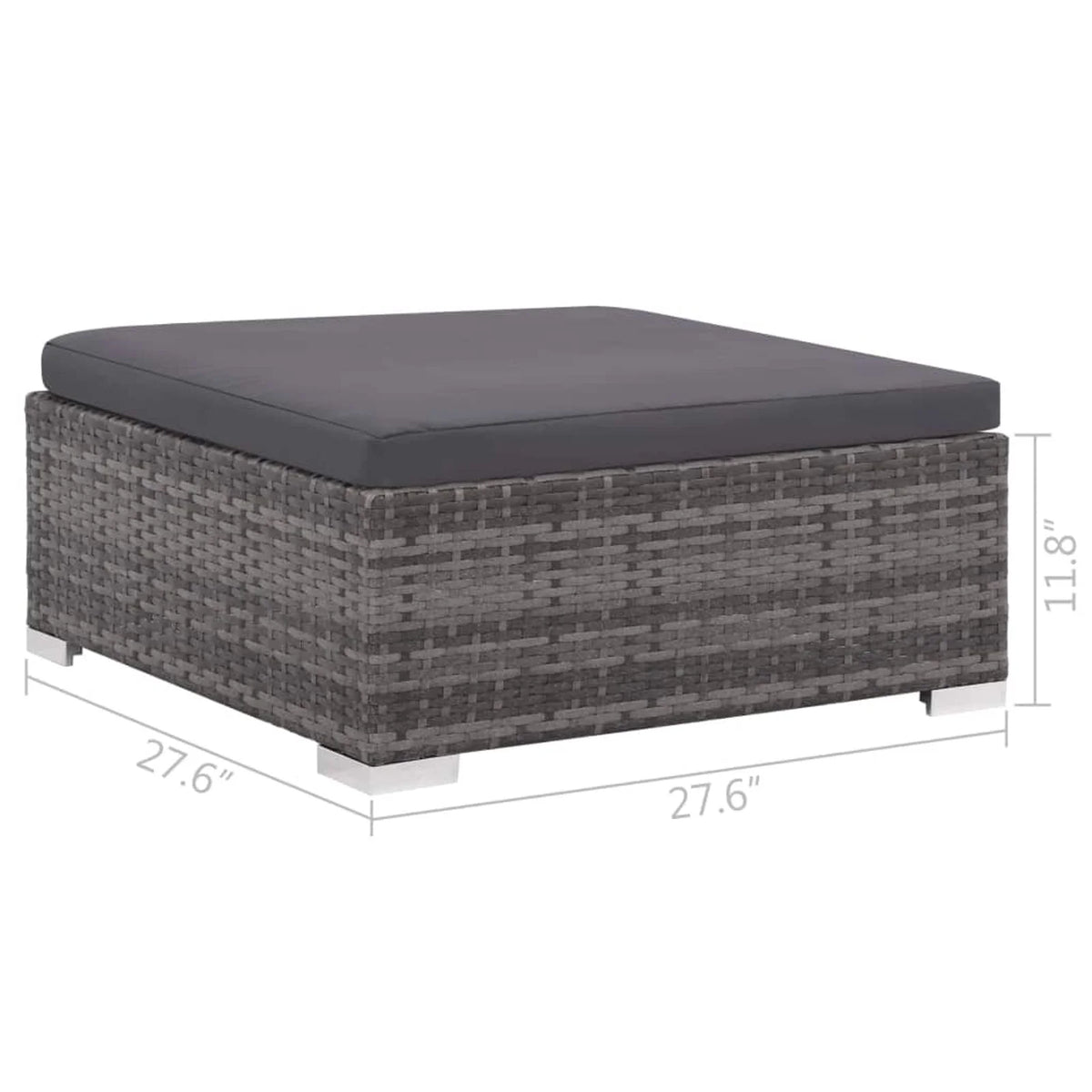 Set of 6 Poly Rattan Patio Sectional Corner Sofa with 2 Ottoman and Soft Cushions Gray Y403