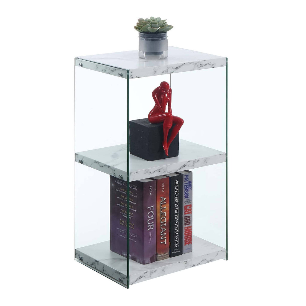 3 Tier Tower Bookcase White Faux Marble Y101