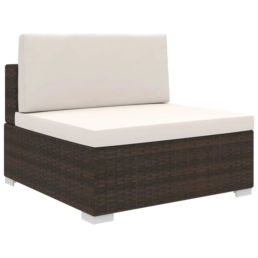 Brown Poly Rattan Sectional Middle Seat with Cushions V88140