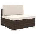 Brown Poly Rattan Sectional Middle Seat with Cushions V88140