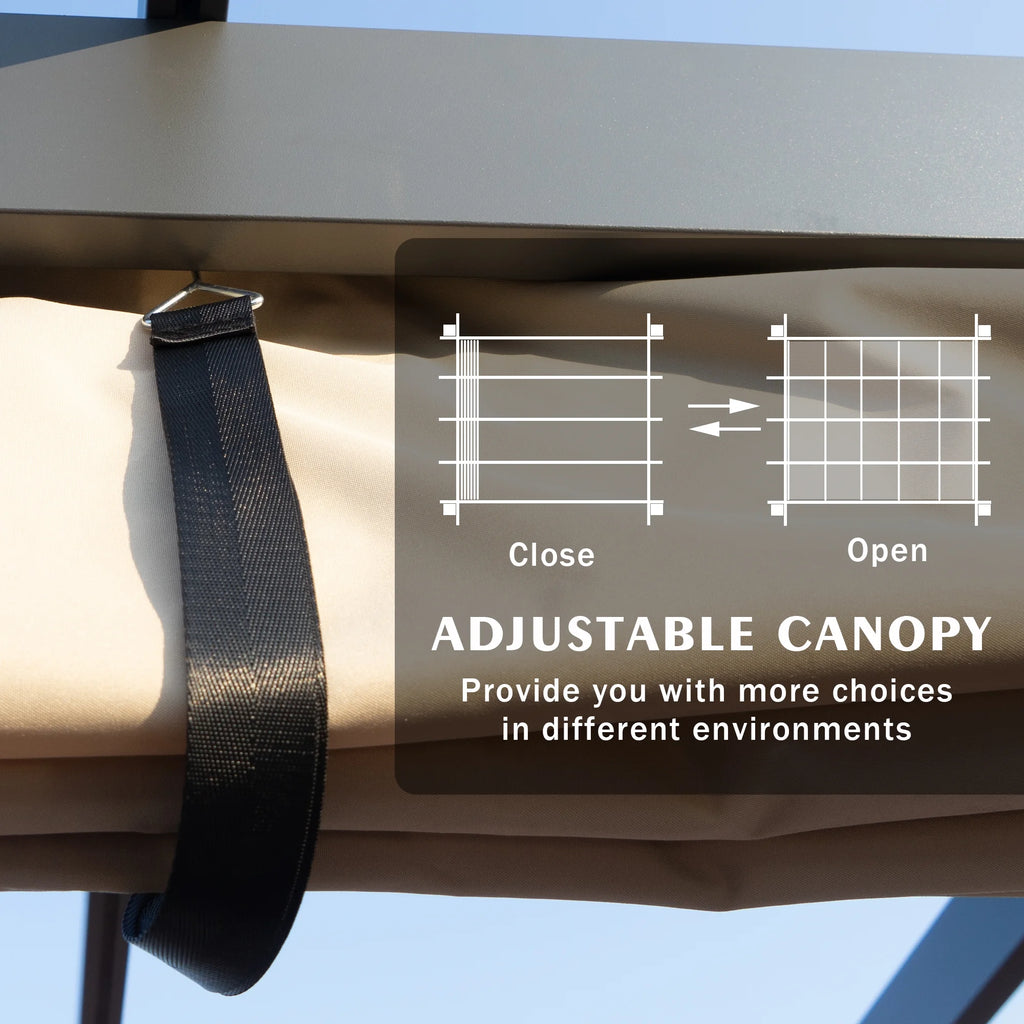 Gray Aluminum Frame Pergola with Sunshade Canopy S407