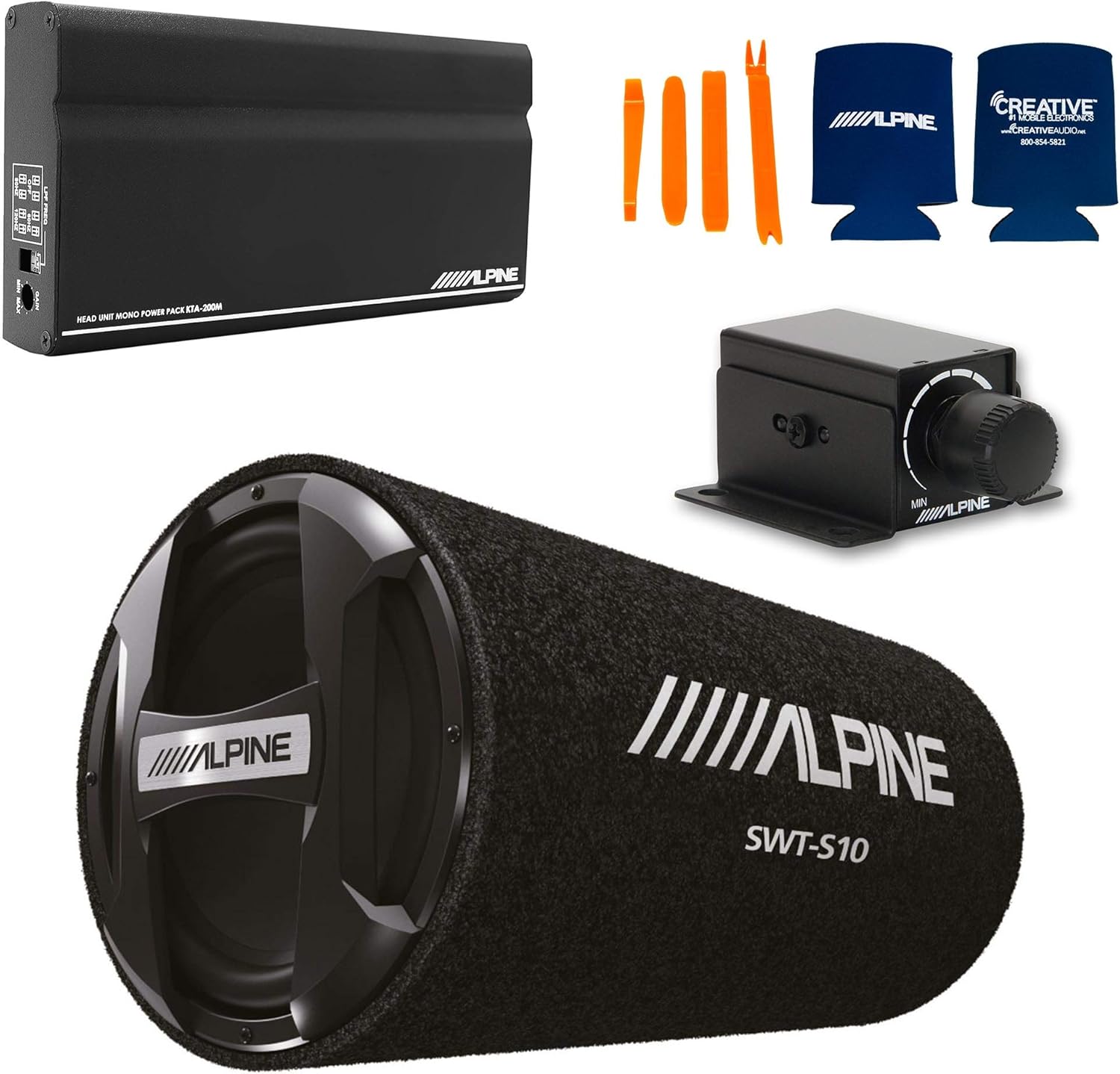 Mono Power Pack Amp with 10" Loaded Tube Subwoofer and Bass Knob Y3310