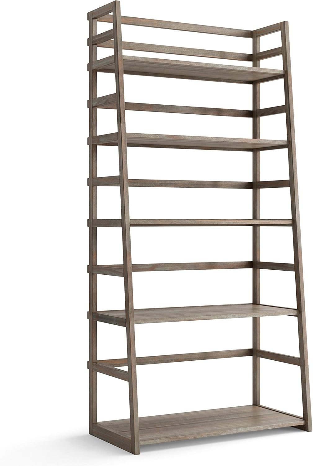 Black Solid Wood 5-Shelf Ladder Bookcase K60737