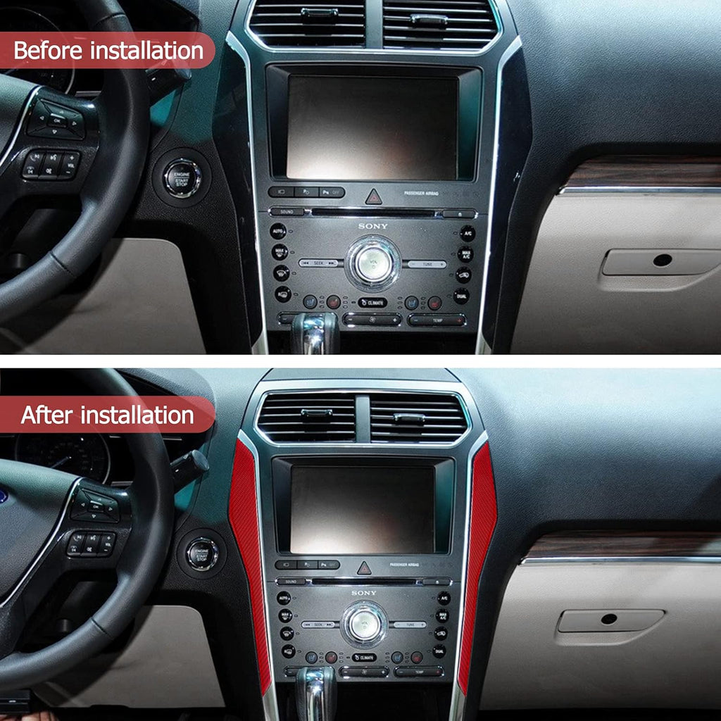 Red Carbon Fiber Center Console Frame Trim Cover Sticker for Ford Explorer 2013-2018 Pack of 2 U446