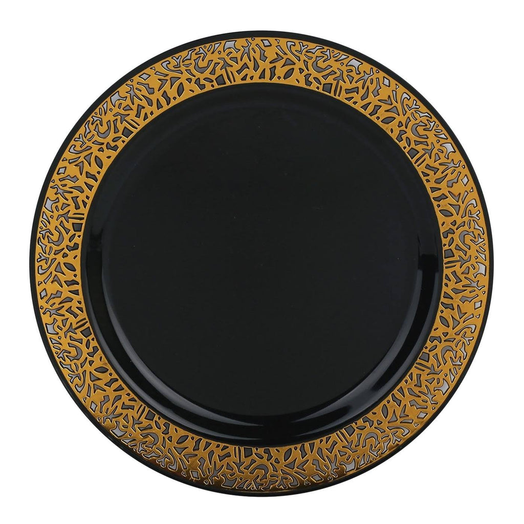 White with Gold Rim Disposable Plastic Salad Plates, 120 Pcs S80461