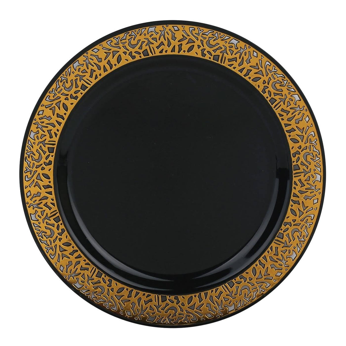 White with Gold Rim Disposable Plastic Salad Plates, 120 Pcs S80461