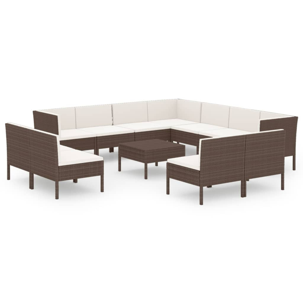 12 Piece Brown Poly Rattan Sectional Outdoor Furniture Set A924