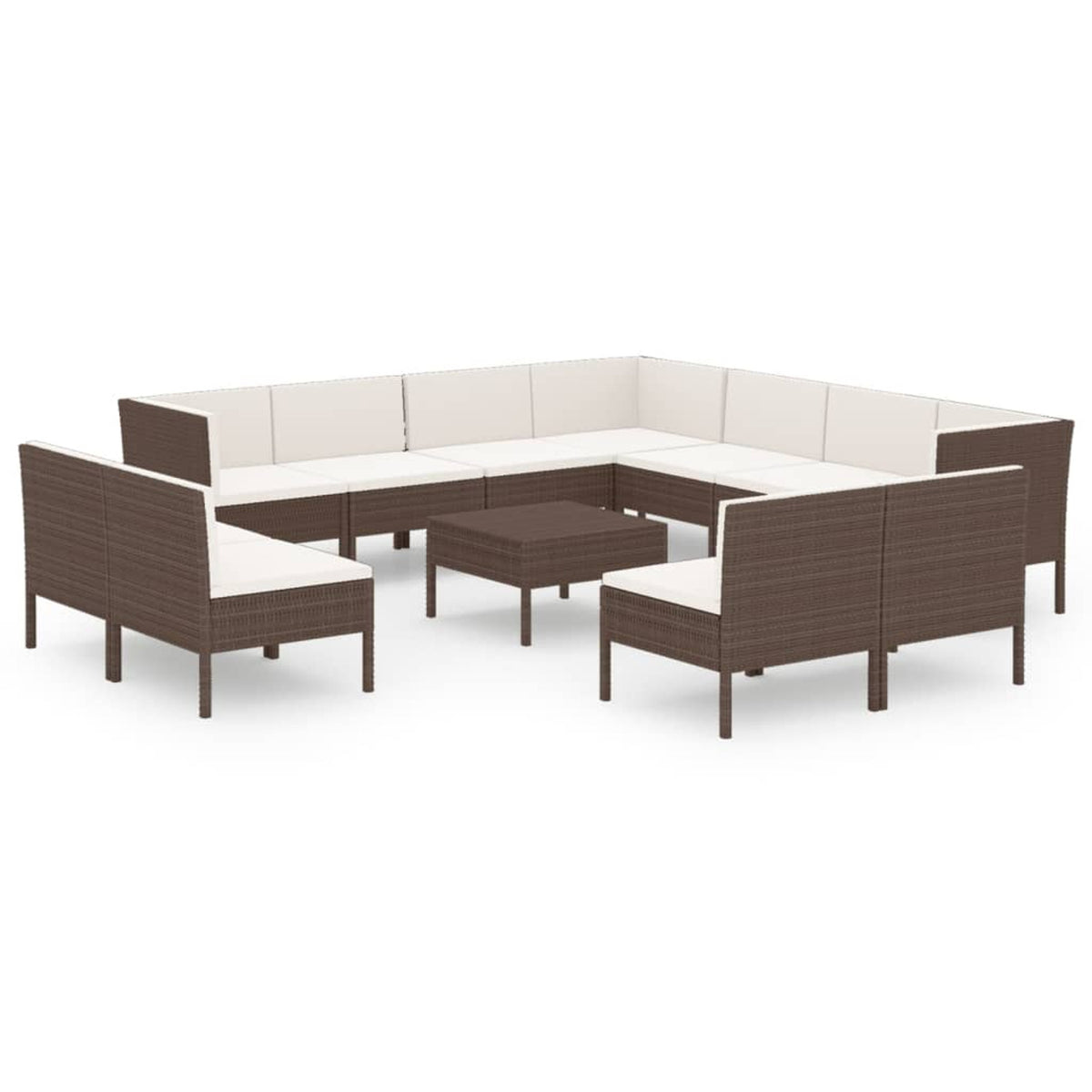 12 Piece Brown Poly Rattan Sectional Outdoor Furniture Set A924