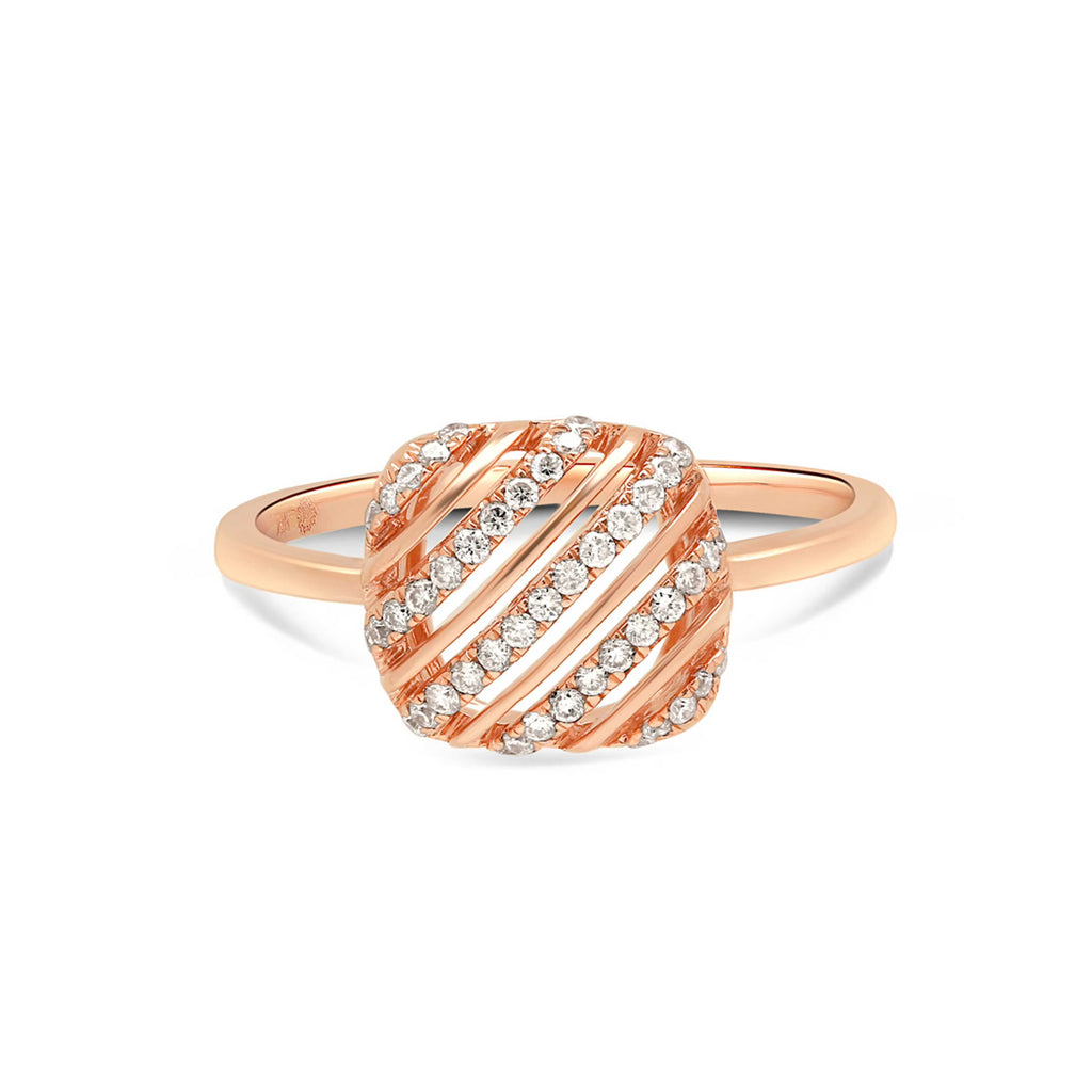 14K Solid Rose Gold 0.22 Carat T.W. Natural Diamond Cushion Shape Engagement Ring O382