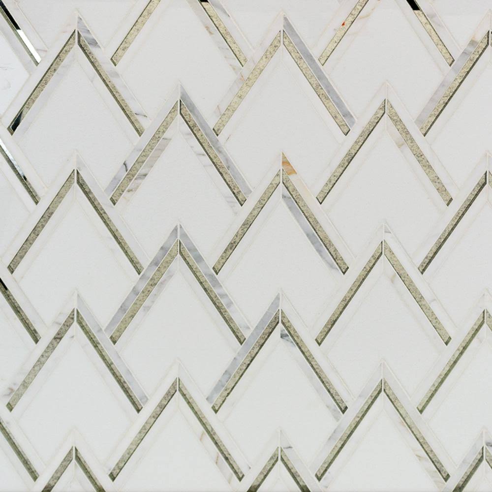 Antique/Silver Chevron Mosaic Tile X308425