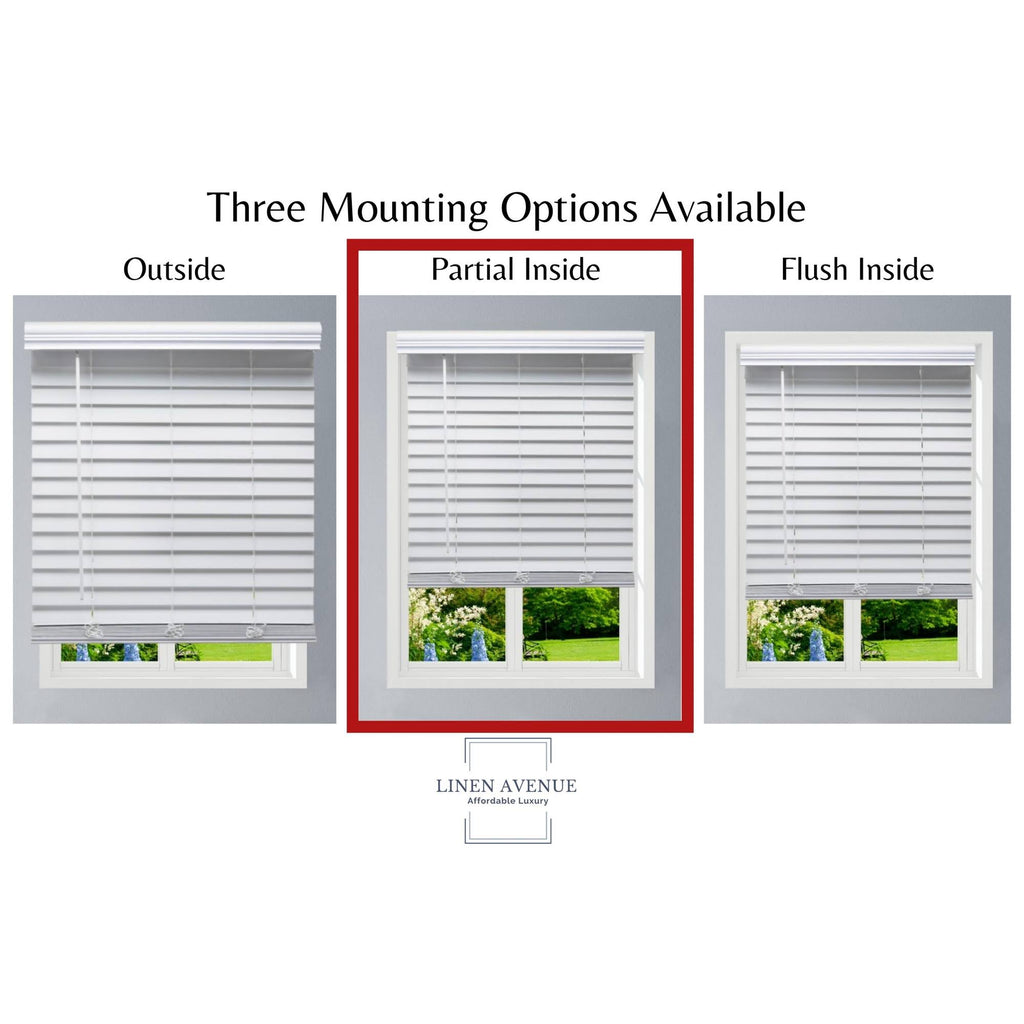 White Cordless Faux Wood Blind C63114