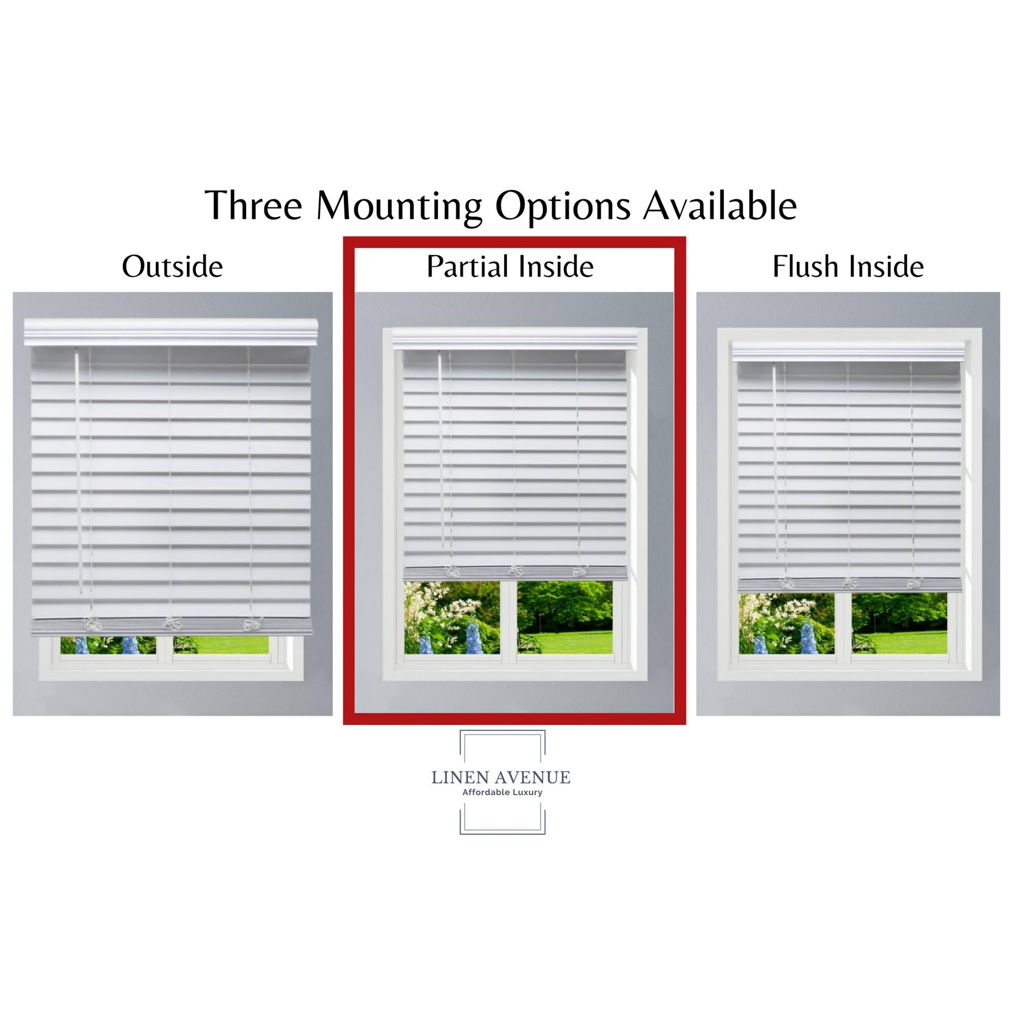 White Cordless Faux Wood Blind C63114