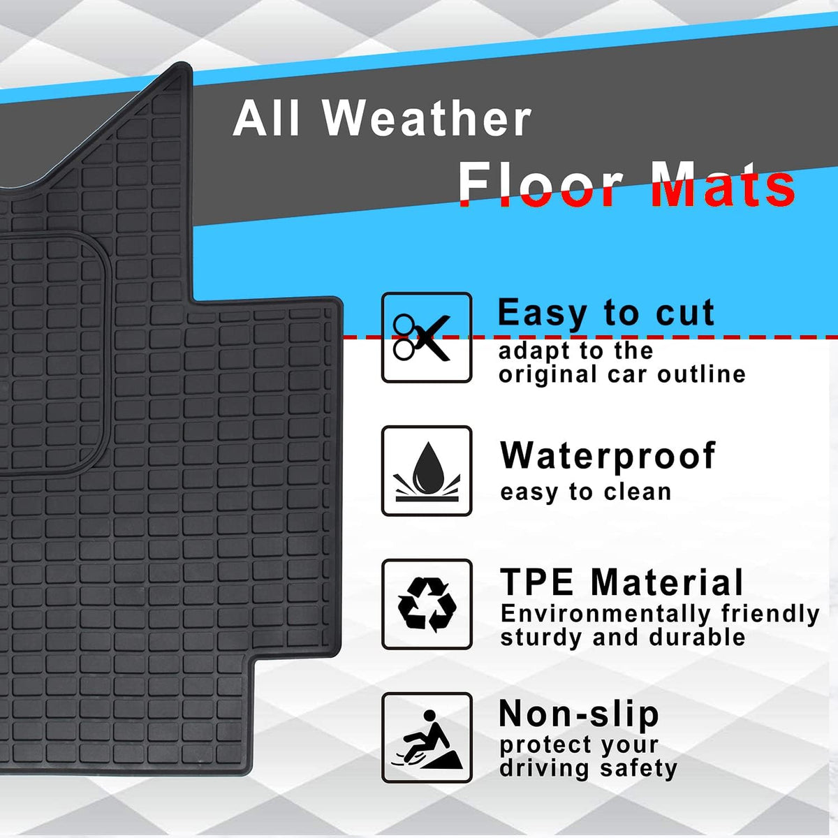 3PCS Set Heavy Duty Rubber Floor Mats for Freightliner Cascadia B356