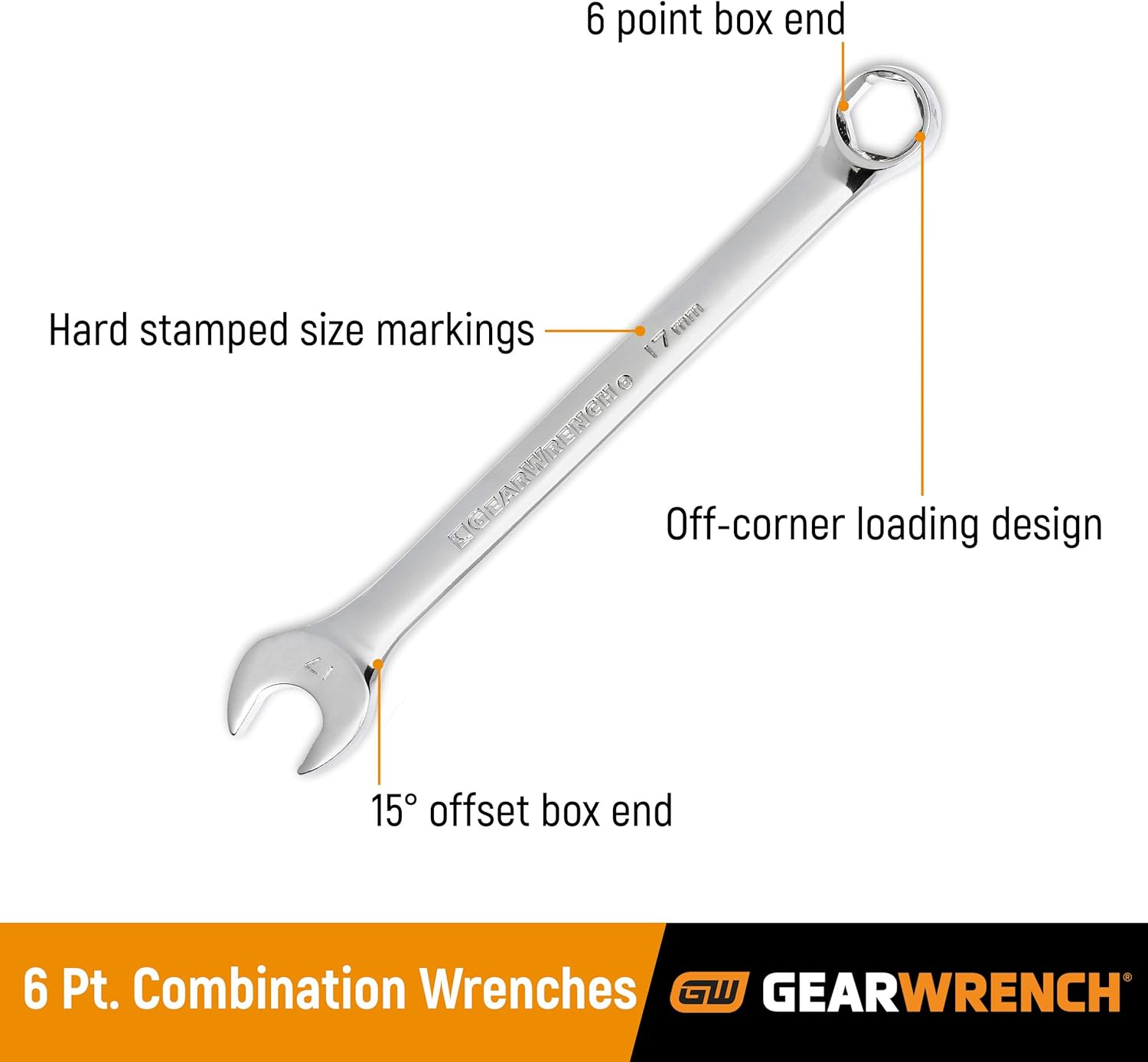 14 Pc. 6 Pt. Combination Wrench Set, Metric J8046