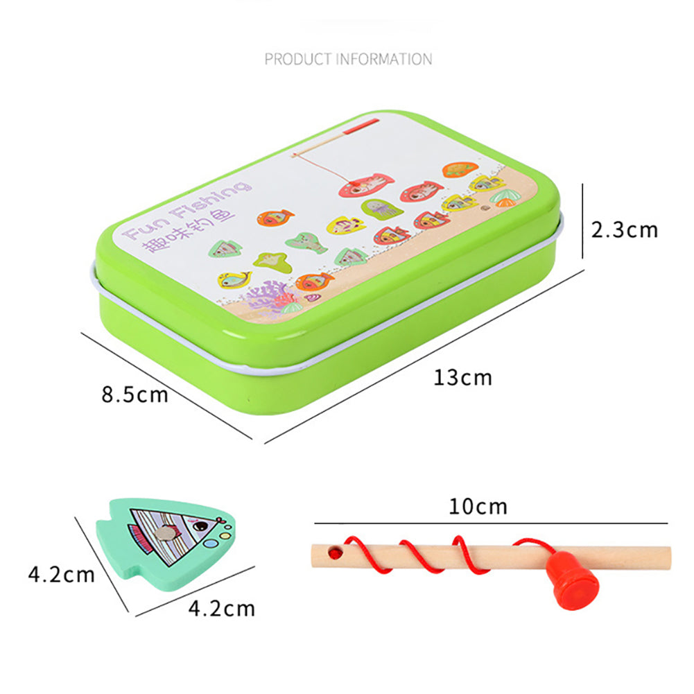 15pcs Wooden Magnetic Fishing Toy with 15 Fish and 1 Rod G36965