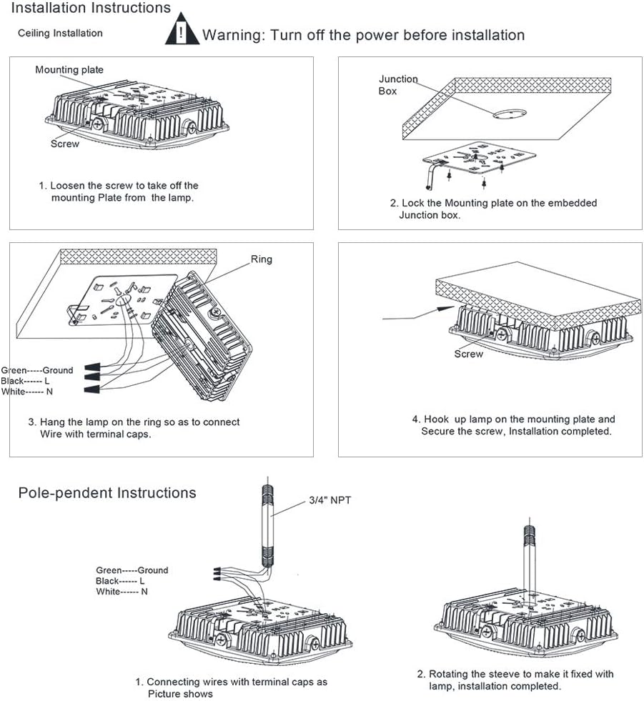 LED Canopy Light, 45W, 5850 Lumens, 5000K, Outdoor Commercial Light D90788