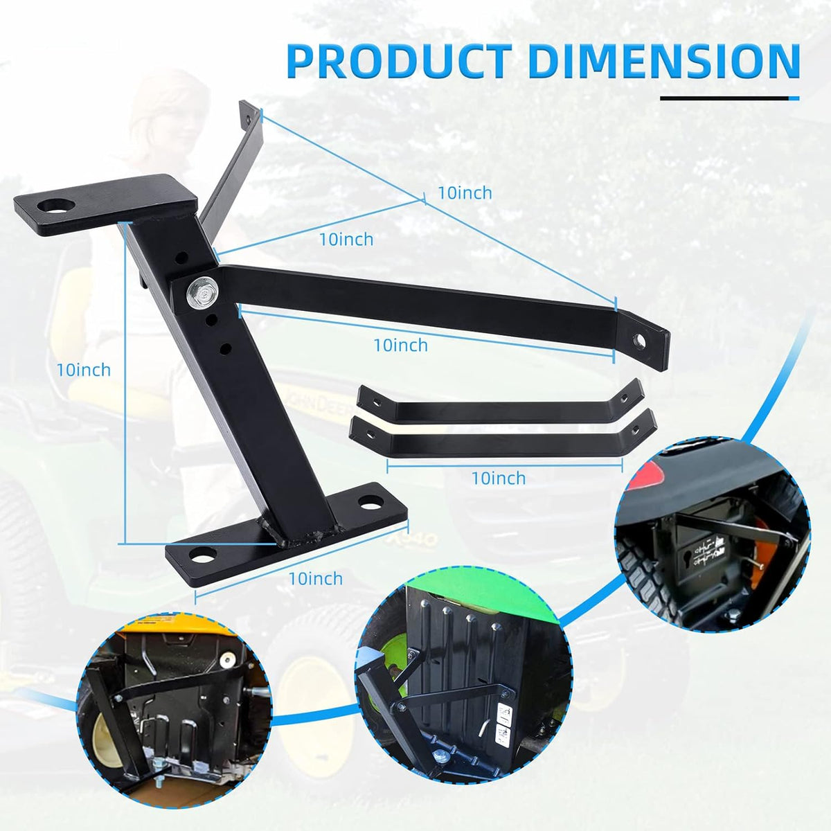 Black Powder Coated Lawn Mower Tractor Trailer Hitch Pack of 2 D216174